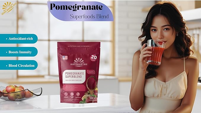 Pomegranate Superblend 100% Freeze Dried Powder Juice Pomegranate Avocado Kale Beets Banana Monk Fruit No Sugar added.
