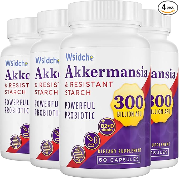 300 Billion AFU Akkermansia Muciniphila Supplement for Women &amp Men Akkermansia Probiotic Digestive Gut Immune &amp Overall Health Enhances Gut Digestive Lining Function - 240Capsule