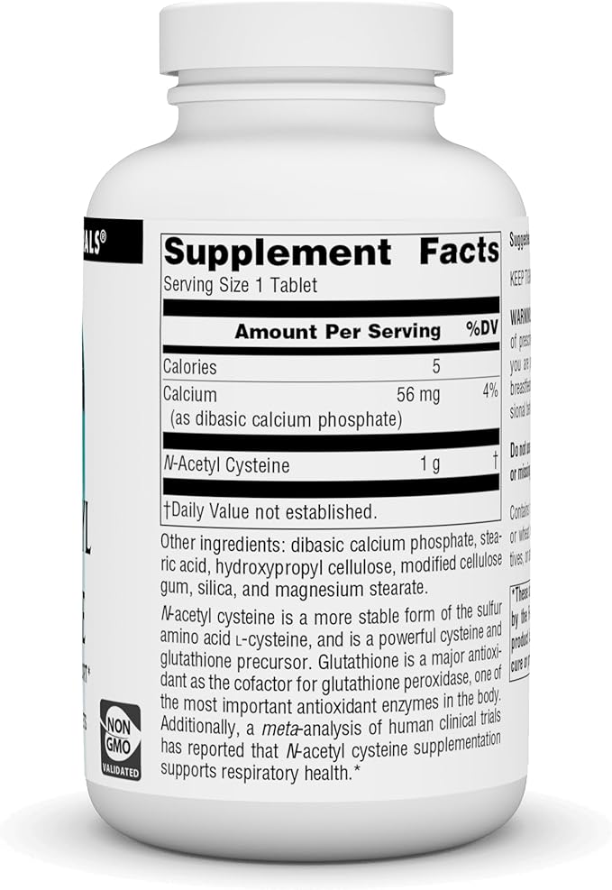 Source Naturals N-Acetyl Cysteine Antioxidant Support Dietary Supplement that Supports Respiratory Health* 1000 mg - 180 Tablets