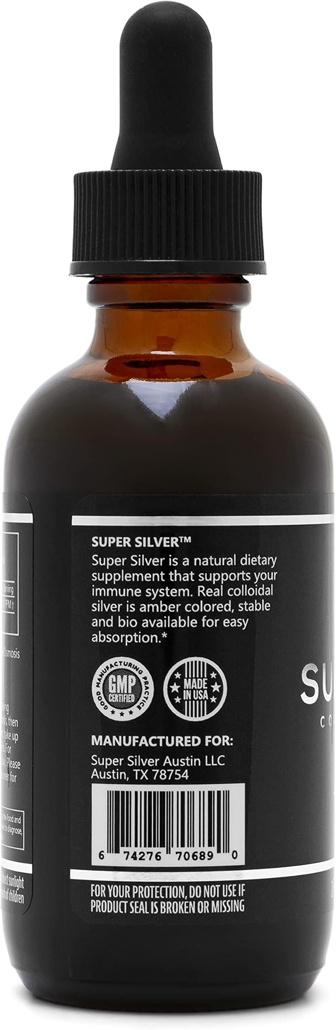 Super Silver 500 PPM Colloidal Silver - 2 Ounce Bottle with Dropper - 2 Pack