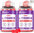 Vegan L-Theanine Gummies 200mg with Caffeine(100mg) Korean Red Ginseng &amp Ginkgo Biloba- Brain Supplement for Focus Memory &amp Energy Sugar-Free No Jitters 120 Counts