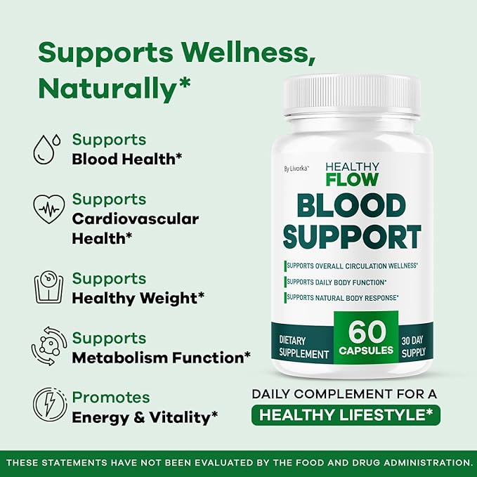 (2 Pack) Healthy Flow Blood Support - HealthyFlow Support Supplement Capsules Daily Premium Advanced Formula Pills - Maximum Strength Vitamins for Overall Health &amp Wellness 120 Capsules for 2 Mo