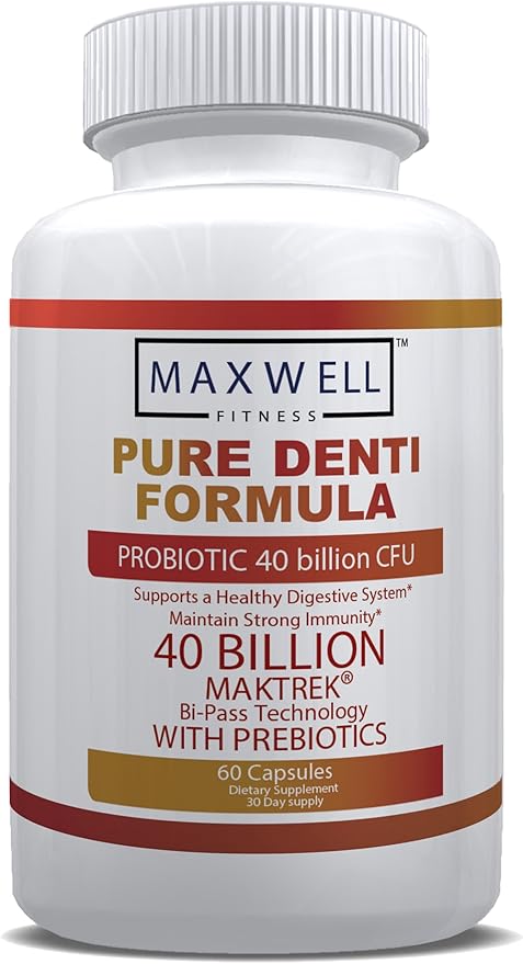 Pure Denti Pro Formula Probiotic 40 Billion CFU with Prebiotics Dental Health Bad Breathe Solution 60 Capsules 30 Day Supply (1)