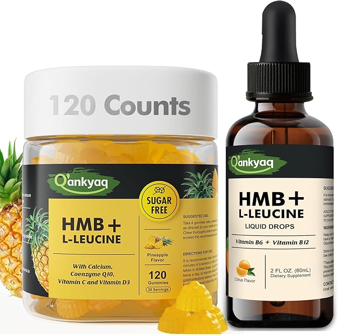 Q'ankyaq HMB and L-Leucine Liquid Drops and Gummies