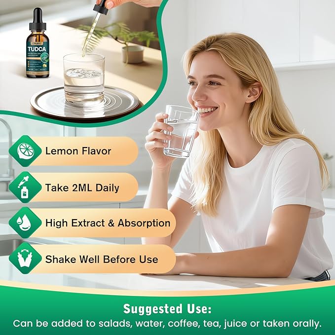 TUDCA Bile Salts 1200mg Liquid Drops - Advanced Tudca Liver Supplement with ALA NAC &amp Glutathione for Bile Flow Gallbladder Health &amp Antioxidant Defense High-Absorption Lemon 2 fl oz 2 Pac