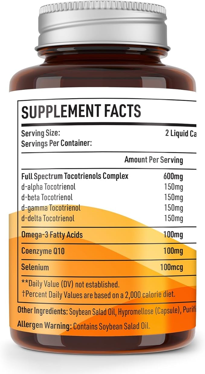 Kroppssund Tocotrienols 800mg Supplement | Rich in Vitamin E Tocotrienols - 60 Liquid Capsules