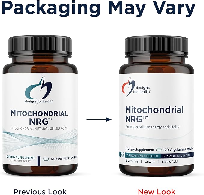 Designs for Health Mitochondrial NRG - Support Cellular Vitality + Metabolism - Mitochondria Energy Supplement with Alpha Lipoic Acid Trans Resveratrol + Curcumin Powder (120 Vegan Capsules)
