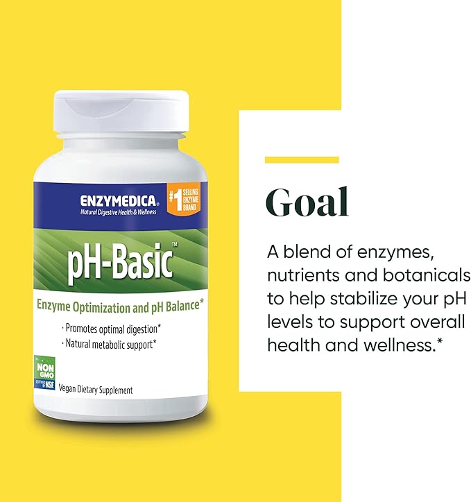 Enzymedica pH-Basic Includes Digestive Enzymes Nutrients &amp Herbs Supports Healthy Digestion &amp pH Balance 90 Count - FFP