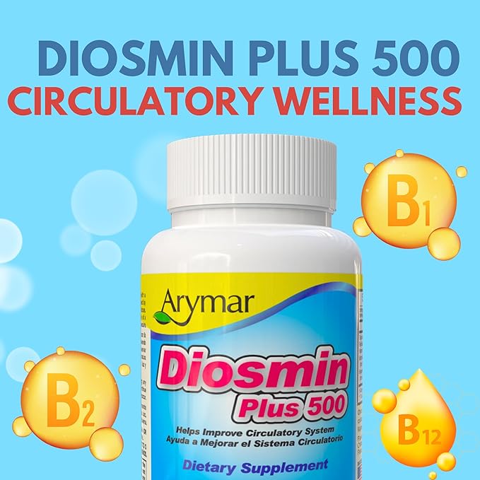 Arymar Diosmin Plus 500 - Circulatory System Support Supplement 500mg 120 Capsules