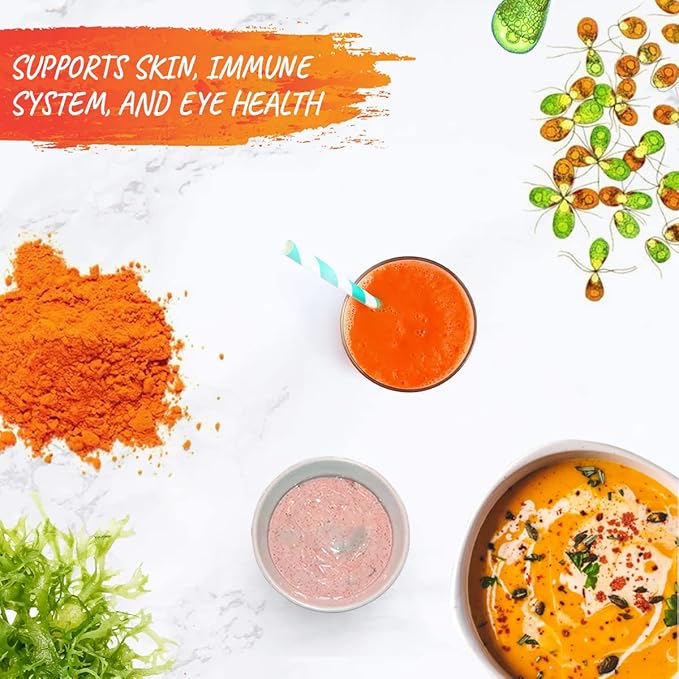 AKI Beta Carotene 10% Powder (1.5oz/42.52g) Highly Concentrated flavouring Fount of Vitamin A May Helps to Support Body Functions Skin Immune System and Eye - GMO Free &amp Vegan Friendly