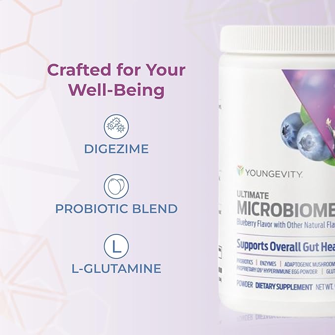 Youngevity Ultimate Microbiome – Prebiotic Probiotic &amp Postbiotic Gut Health Supplement – i26® Hyperimmune Egg Powder Probiotic Blend DigeZyme™ Enzyme Complex – Supports Digestion &amp Immune