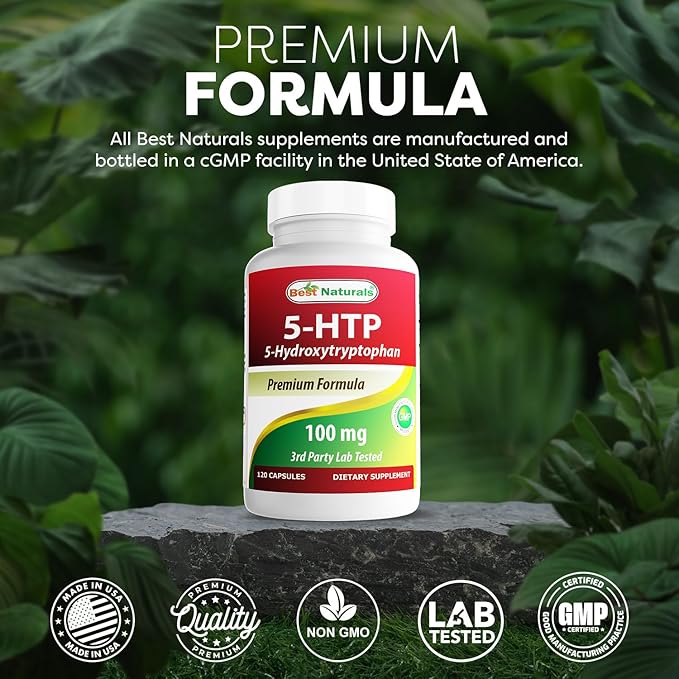 Best Naturals 5-HTP 100 mg 120 Capsules (Pack of 3)