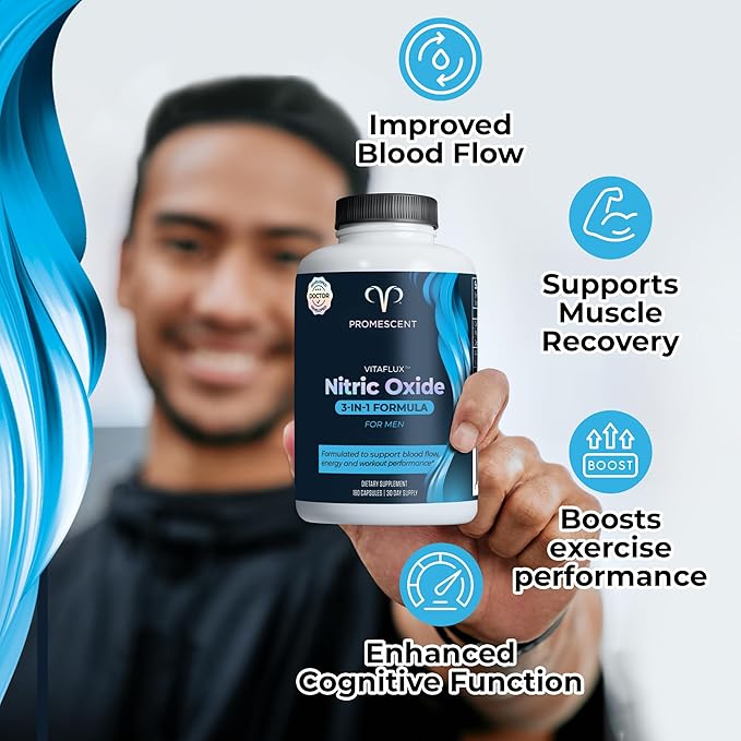 Promescent VitaFLUX Nitric Oxide Supplement L Arginine l Quality Citrulline Supplements for Men + Testosterone Booster for Men Supplement w/Tongkat Ali (LongJack) KSM-66 Ashwagandha