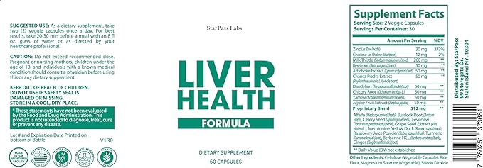 Pure Liver Health | Liver Detox &amp Cleansing Repair Formula with Natural Nutrients Vital to Liver 60 Veggie Caps