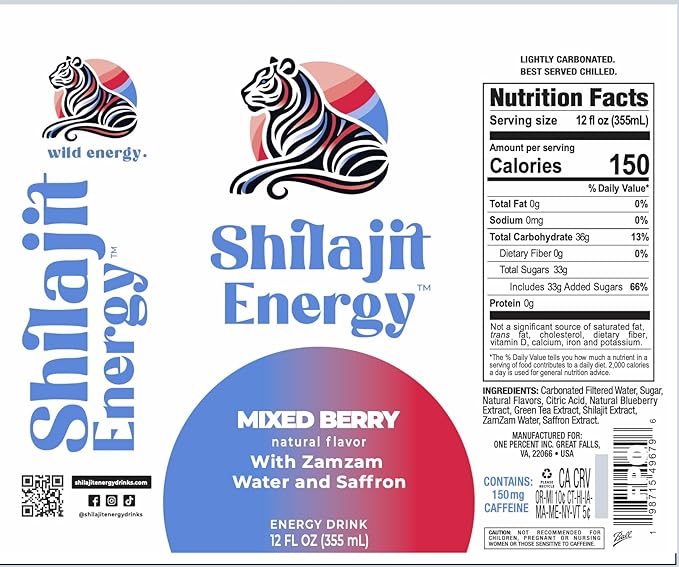 Shilajit Energy DrinK (12 pack Blueberry)