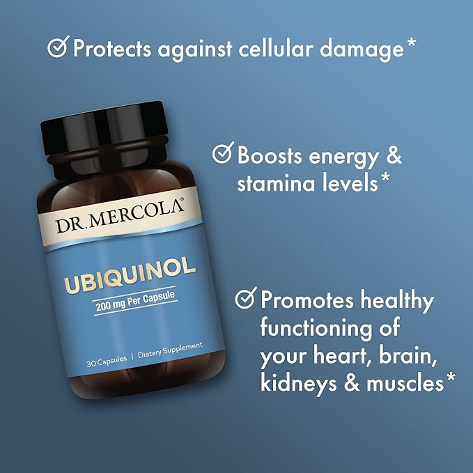 Dr. Mercola Ubiquinol - Supports Energy Production - Antioxidant Supplement - Non-GMO Gluten-Free &amp Soy-Free - 30 Capsules (30 Servings) - 200 mg