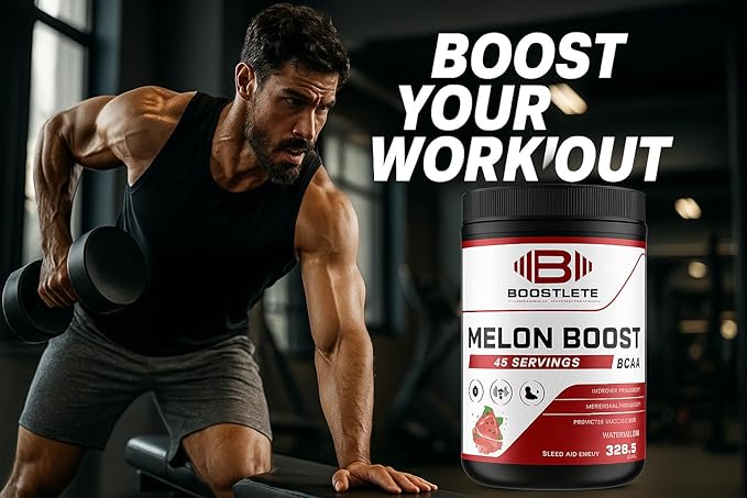 Melon Boost BCAA – Watermelon Flavor – 45 Servings – Muscle Recovery &amp Strength Support – Glutamine &amp BCAA 2:1:1 Supplement – Dietary Powder for Fitness &amp Workout
