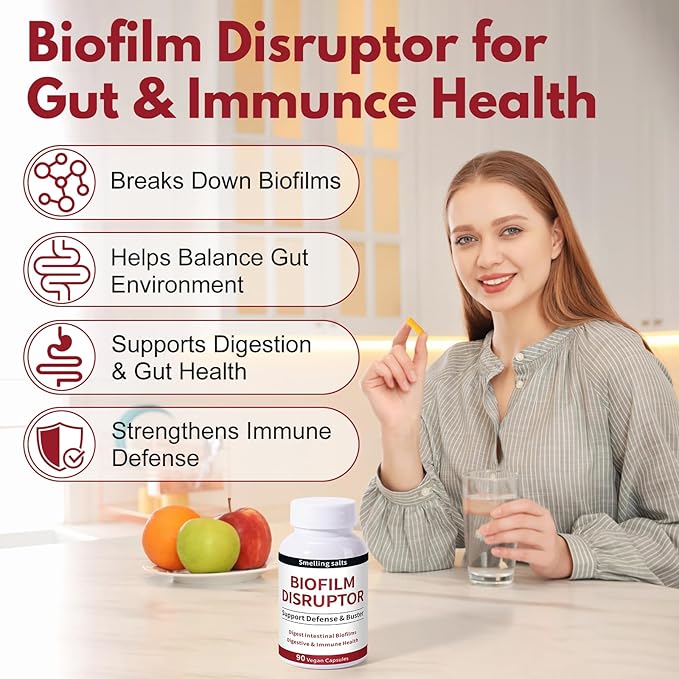 Biofilm Disruptor UTI Defense Gut Detox Cleanse W/Lipase &amp Glucoamylase Defense &amp Buster for Gut &amp Immune Health Enzymes for Stomach Digestion - 60 Vegan Capsules