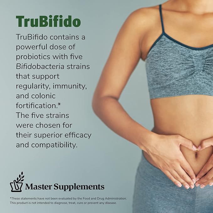 Master Supplements TruBifido - 30 Capsules - Powerful Probiotic for Colon Health &amp Energy - Immune Booster Supports Regularity - Gluten Free - 30 Servings