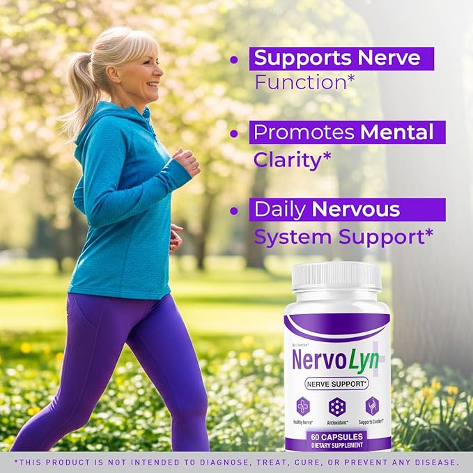 (3 Pack) NervoLyn Capsules - Official Nervo Lyn Advanced Supplement Formula Nerve Health Natural NervoLyn Brain &amp Memory Focus Vitamins Suppor for Overal Health &amp Wellness 180 Capsules for 3