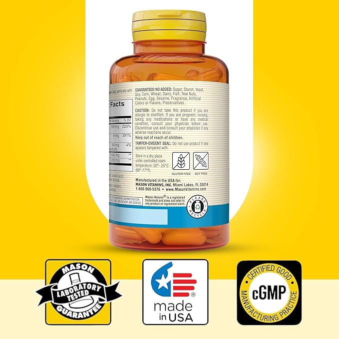 MASON NATURAL Glucosamine Chondroitin 1500/1200 with Vitamin C Supports Joint Health for Normal Flexibility &amp Mobility* 60 Capsules