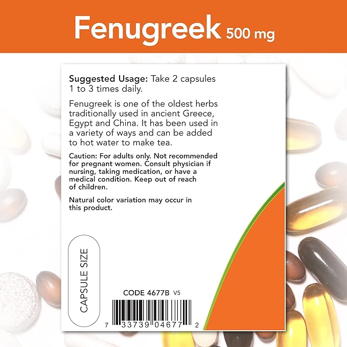 NOW Foods Fenugreek 500 mg Caps 2 pk