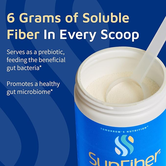 Tomorrow's Nutrition Sunfiber Prebiotic Fiber Supplement for Digestive Health Low FODMAP Gluten-Free Unflavored 30 Servings