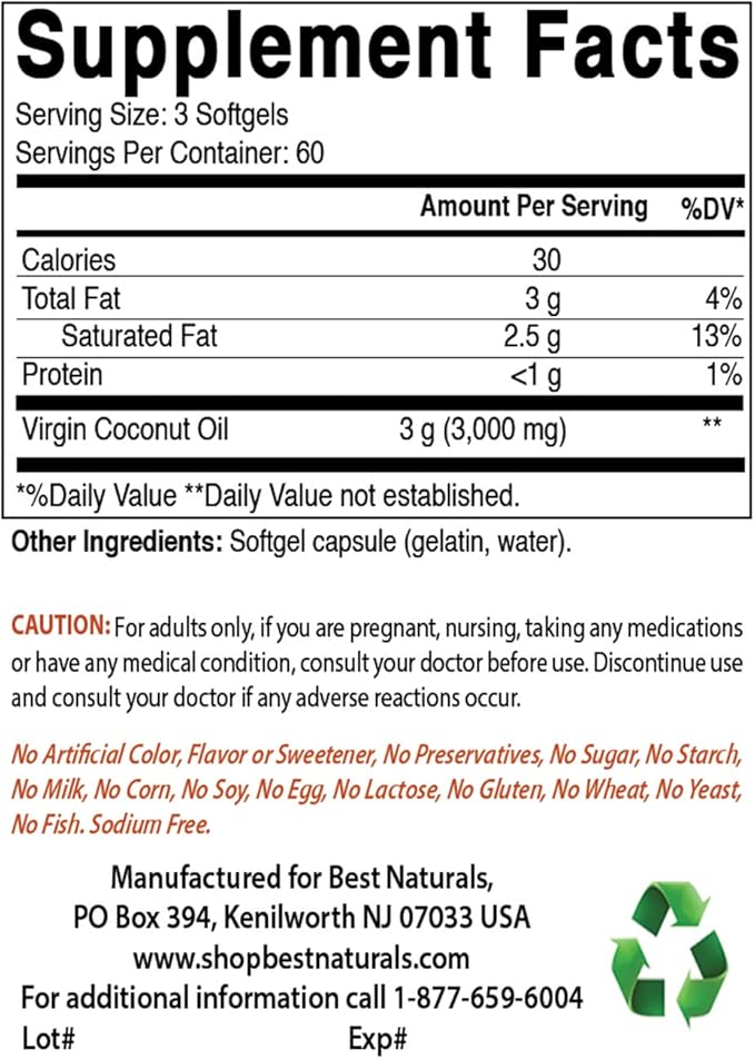 Best Naturals Coconut Oil 1000 mg &amp NAC 600 mg