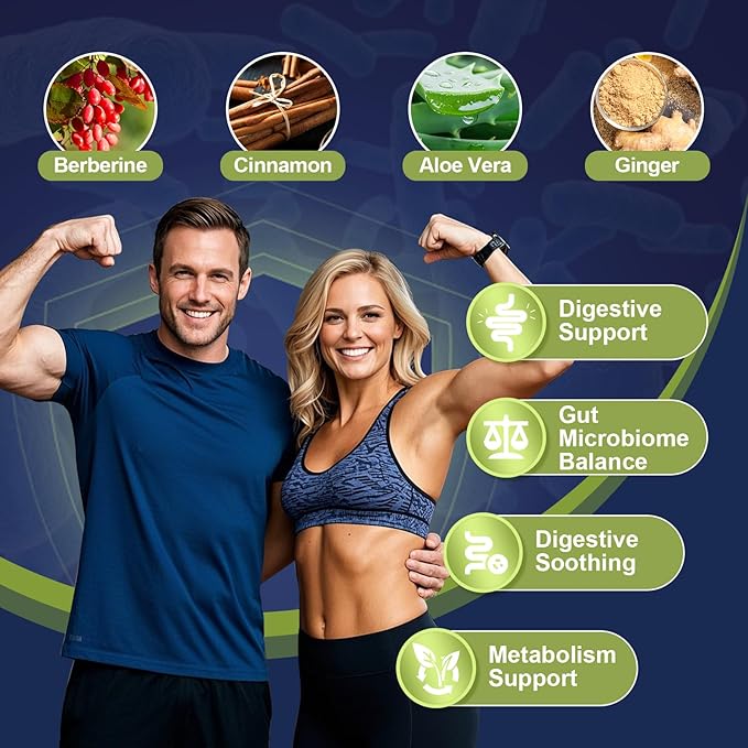 Migcopat Probiotic Prebiotic Postbiotic &amp Digestive Enzymes for Digestive Health 80 Billion CFU Probiotics Complete Gut Support with Berberine Cinnamon L-Glutamine for Men &amp Women 120 Ca