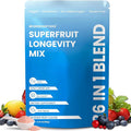 Superfruit Longevity Mix 36 in 1 Magnesium Glycinate Mushrooms Nicotinamide Riboside – Calm Skin &amp Anti-Aging Support | Probiotics 15 Fruits | No Sugar Added Vegan Gluten Free 30 servings