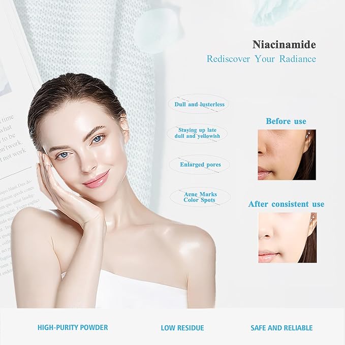 99.9% Pure Niacinamide Powder (Vitamin B3)Cosmetic Grade Sensitive Skin-Friendly Multi-Purpose DIY Skincare Solution