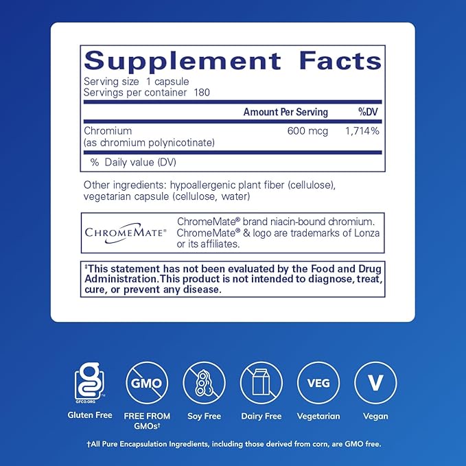 Pure Encapsulations ChromeMate GTF 600 | Supplement for Metabolism and Lean Muscle* | 180 Capsules