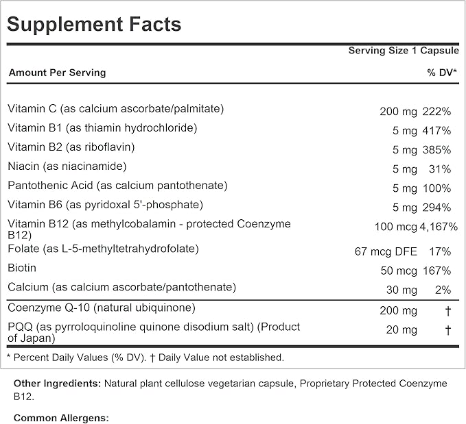 ANDREW LESSMAN Coenzyme Q-10 200 Plus PQQ 20mg - 30 Capsules - Maintains CoQ10 Levels Optimum Cellular Energy Supports Energy Production Heart Brain Liver Kidney Pancreas. No Additives