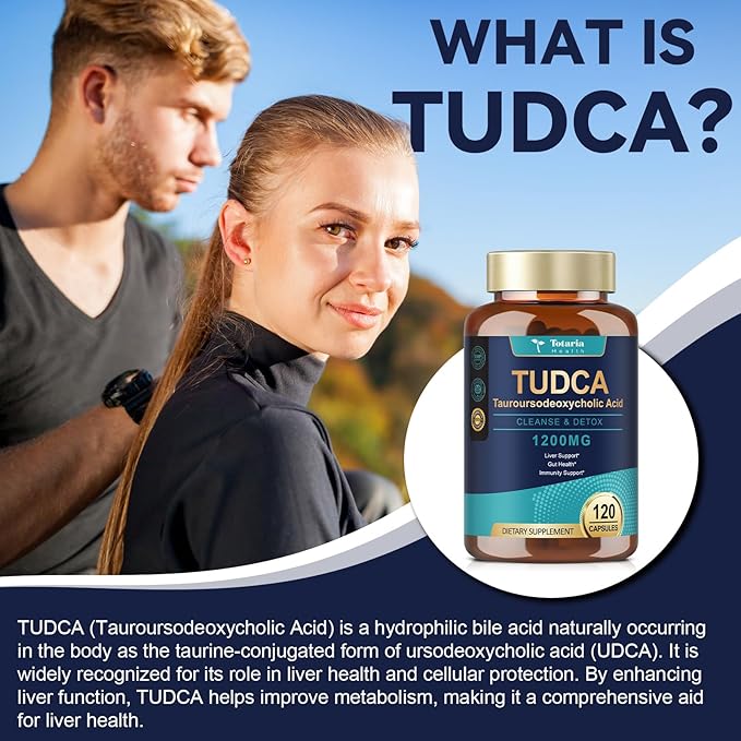 Totaria (2 Packs) TUDCA Bile Salts 1200mg (Tauroursodeoxycholic Acid) Ultra Strength Pure TUDCA Liver Supplements Liver and Gallbladder Cleanse &amp Repair Vegan