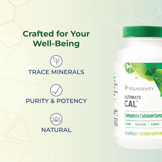 Youngevity Ultimate Cal - Calcium Magnesium Bone Health Supplement with D-3 Zinc Potassium Boron - Highly Absorbable - Immune and Bone Ligament Support - 120 Capsules (Pack of 1)