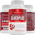 TRUTHENTICS GlucoPlus - 20 Herbs Vitamins &amp Minerals with Cinnamon Chromium Vanadium Bitter Melon Alpha Lipoic Acid Magnesium - Gluten Free Non-GMO - 60 Capsules
