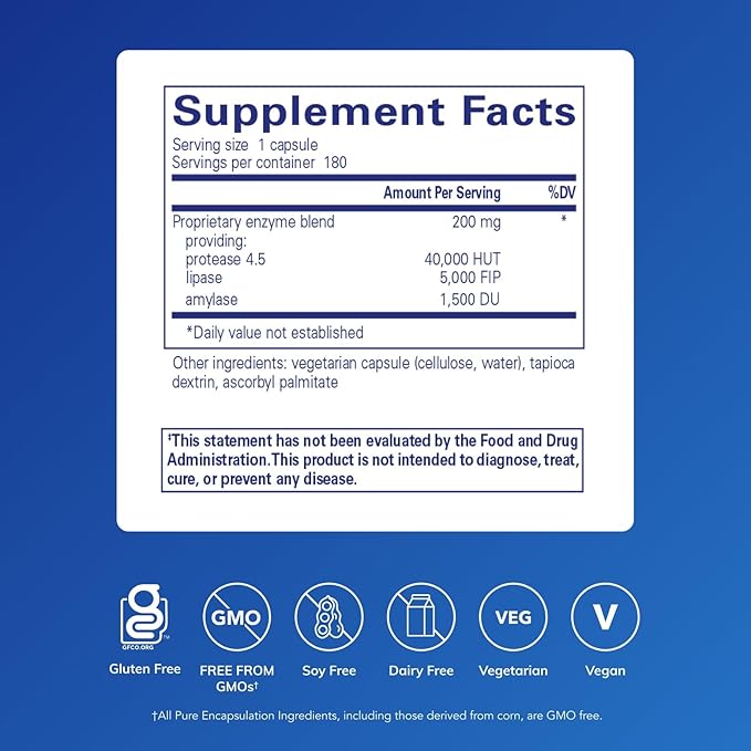 Pure Encapsulations Pancreatic VegEnzymes | Hypoallergenic Supplement for Carbohydrate Lipid and Protein Digestion | 180 Capsules