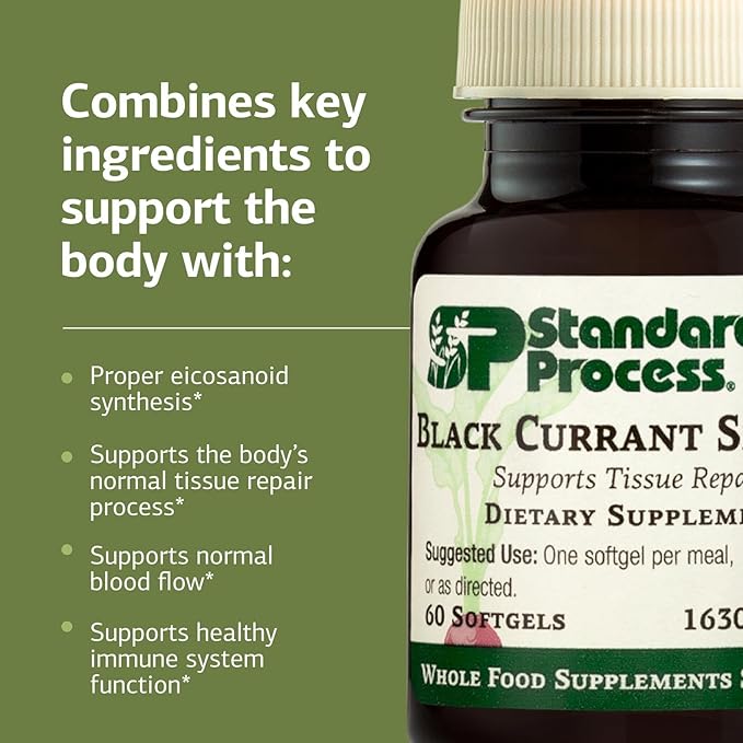 Standard Process Black Currant Seed Oil - Support Blood Flow &amp Health - Aids Healthy Immune System Function - Natural Tissue Care - Gluten-Free - 60 Softgels (60 Servings)