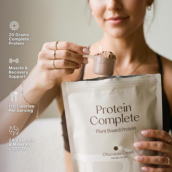 TRU Supplements Plant Based Protein Powder BCAA EAA 20g Vegan Brown Rice &amp Pea Protein 100 Calories 27 Vitamins No Artificial Flavors 25 Servings (Natural Chocolate Cream)