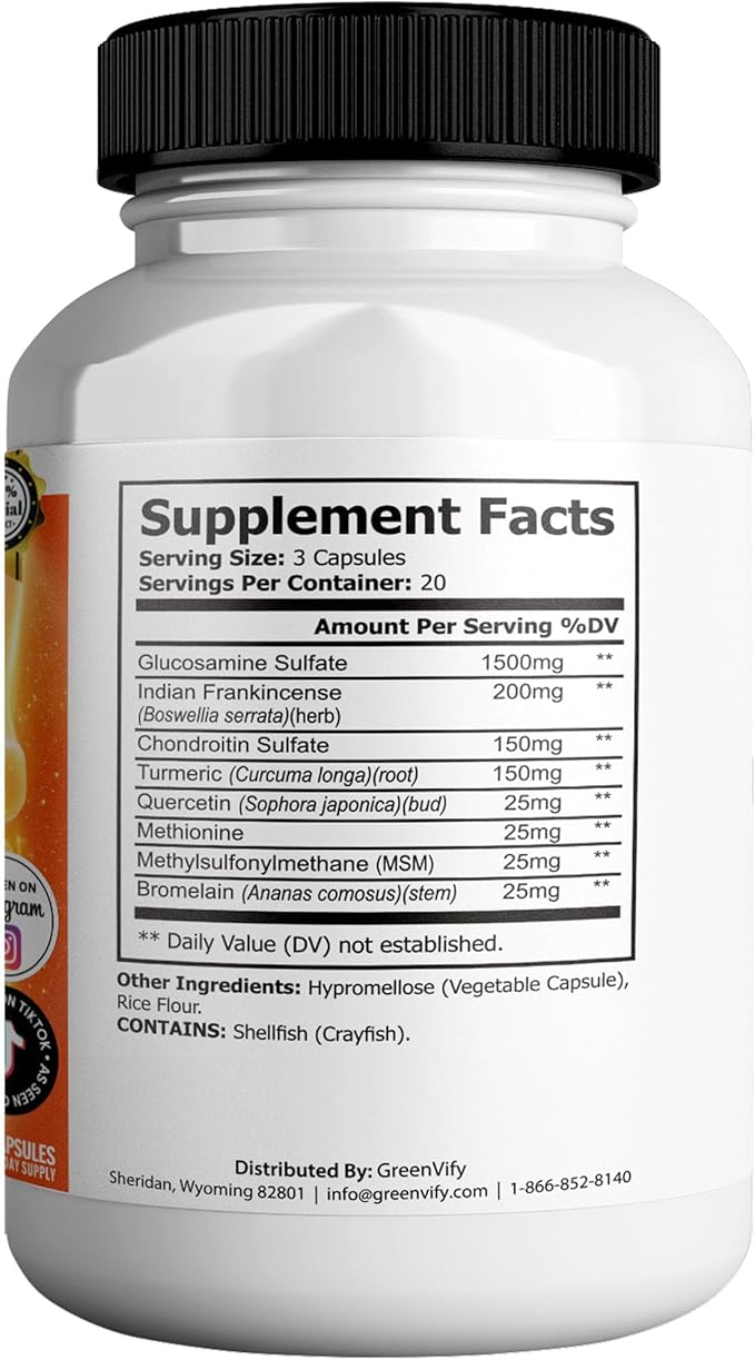 FlexiMove Max Joint Support Supplement Glucosamine Turmeric Chondroitin 60 Capsules (3)