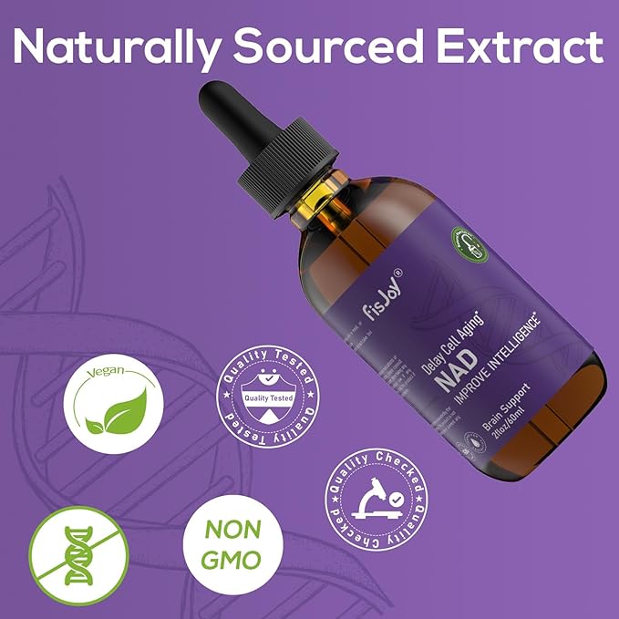 Liquid Nutritional Drops with NAD+ Resveratrol Quercetin &amp Betaine – Sugar-Free Vegan Formula – Easy Daily Use 2 fl oz (60 mL)