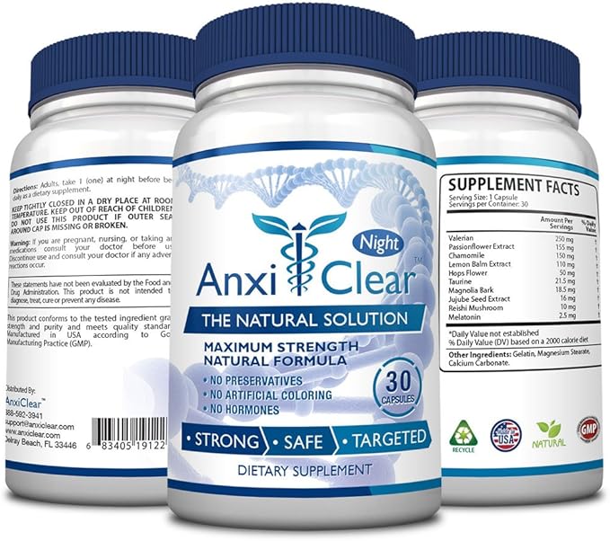 Consumer Health AnxiClear - Boosts Mood Calms The Mind Elevates Serotonin Levels - 5-HTP L-thianine - 1 Day + 1 Night