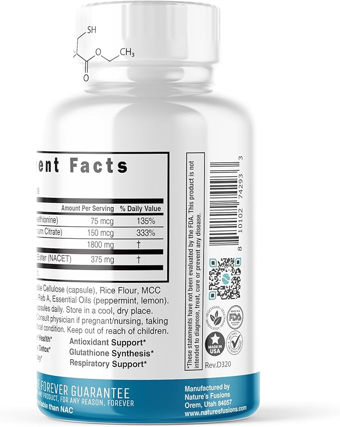 GlyNAC-ET NAC Supplement N-Acetyl Cysteine Ethyl Ester (Pack of 2) - 20x More Bioavailable Than GlyNAC - Glycine &amp N-acetylcysteine Ethyl Ester Anti Aging Supplement Boost Glutathione (120 Capsul
