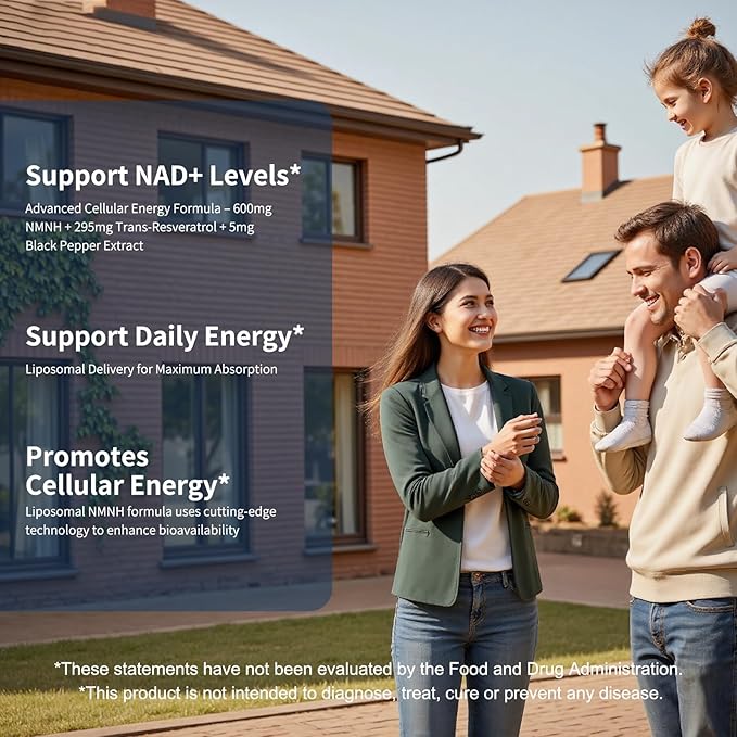 NMNH NAD+ Supplement Liposomal 600mg NMN NAD+ and Resveratrol Complex for Cellular Energy Healthy Aging &amp Metabolic Support 90 Capsules