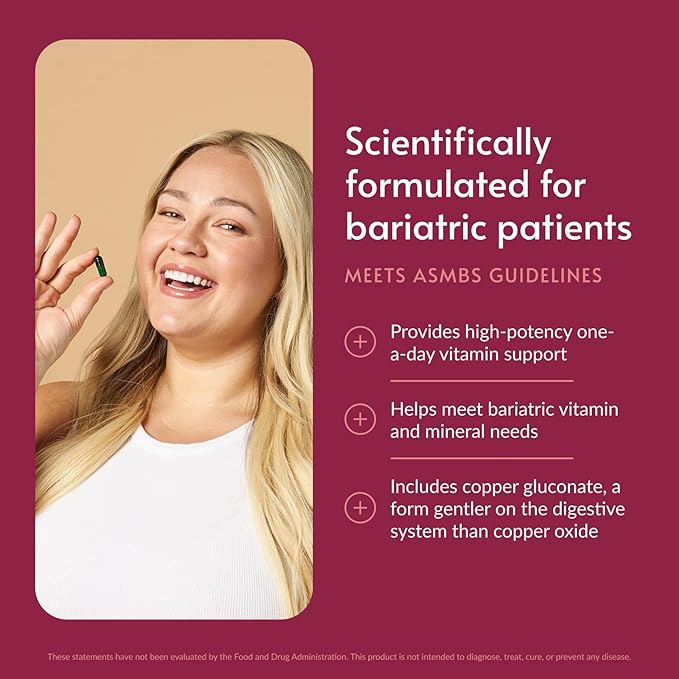 Bariatric Advantage Ultra Solo Without Iron - Once-Per-Day Daily Multivitamin - for Bariatric Patients - with Thiamin Vitamin A &amp More - Gluten Free - 30 Capsules