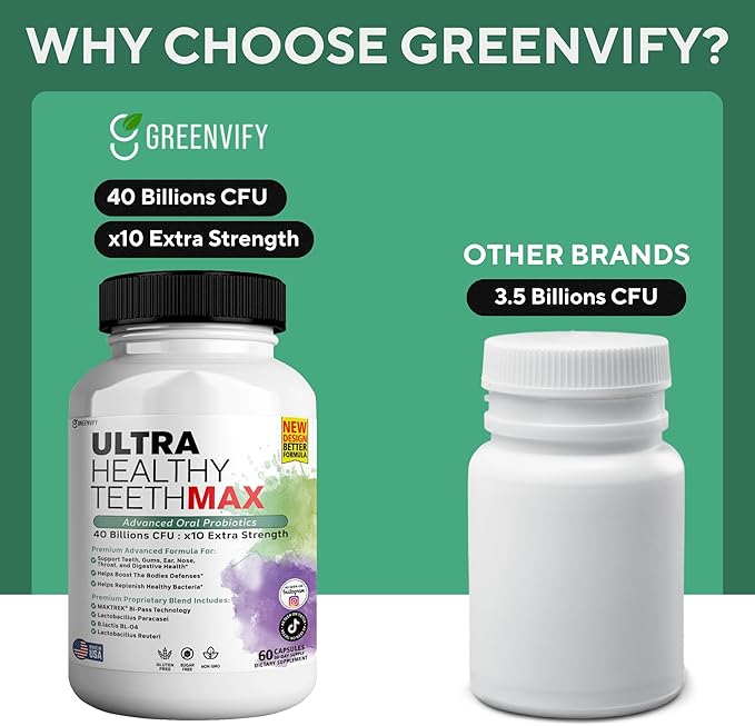 Ultra Healthy Teeth Max Probiotic Supplement 40 Billion CFU 60 Capsules Advanced Oral Health (1)