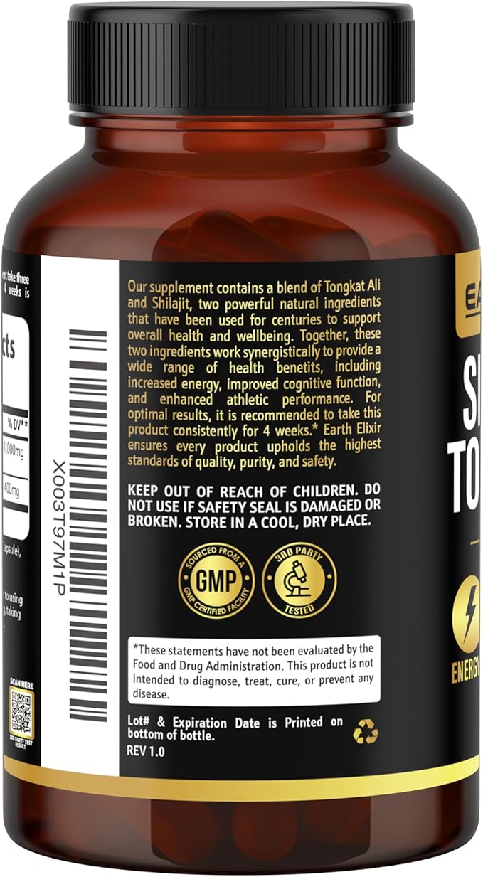 Shilajit and Tongkat Ali for Men and Women – Pure Shilajit Capsules w/High Potency Fulvic Acid &amp Trace Minerals – Shilajit for Men with Natural Testosterone Support for Energy &amp Muscle Growth