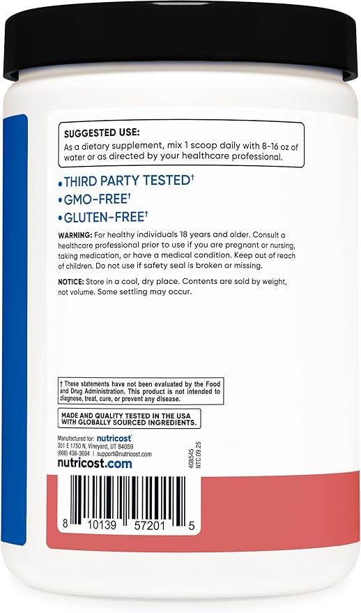 Nutricost BCAA + Hydration Powder (Raspberry Lemonade) 30 Servings - Branched Chain Amino Acids with Hydration Complex - Gluten-Free Non-GMO