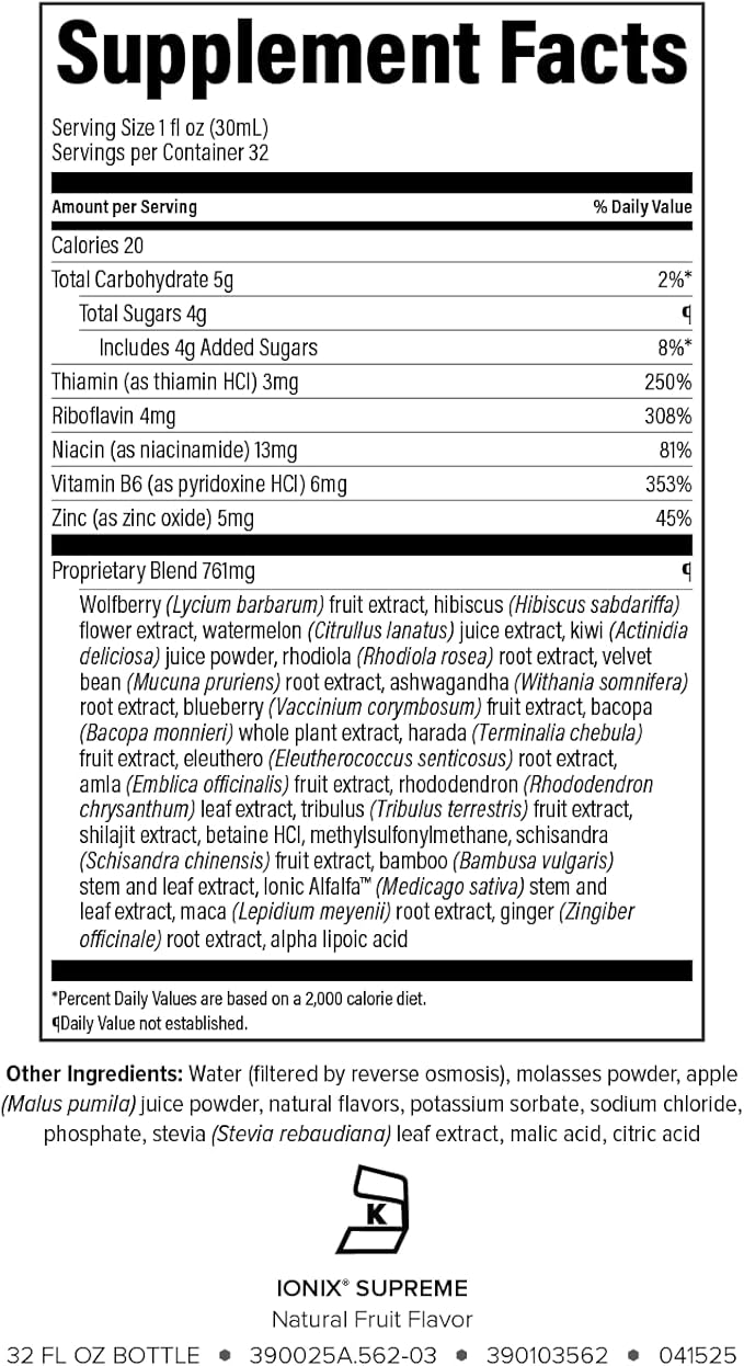 Isagenix Ionix Supreme - Drink with Niacin Vitamin B12 Vitamin B6 and Riboflavin to Help Fight Stress - 32-Ounce Bottle (Natural Fruit Flavor)