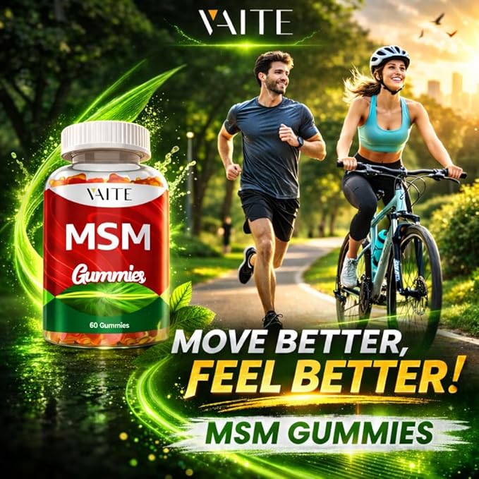 VAITE MSM Supplements for Men &amp Women 2000mg - Joint Support Hair Skin &amp Nails Sulfur Supplement - Vegan Non-GMO Gluten-Free - Skip Hard-to-Swallow Capsules &amp Powder - Easy to Take 60